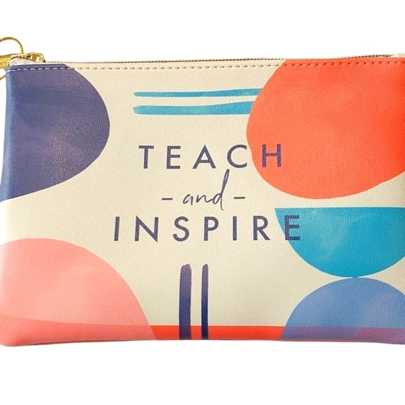 Teach and Inspire Accessory Bag Zippered Pouch NWT - Picture 1 of 6